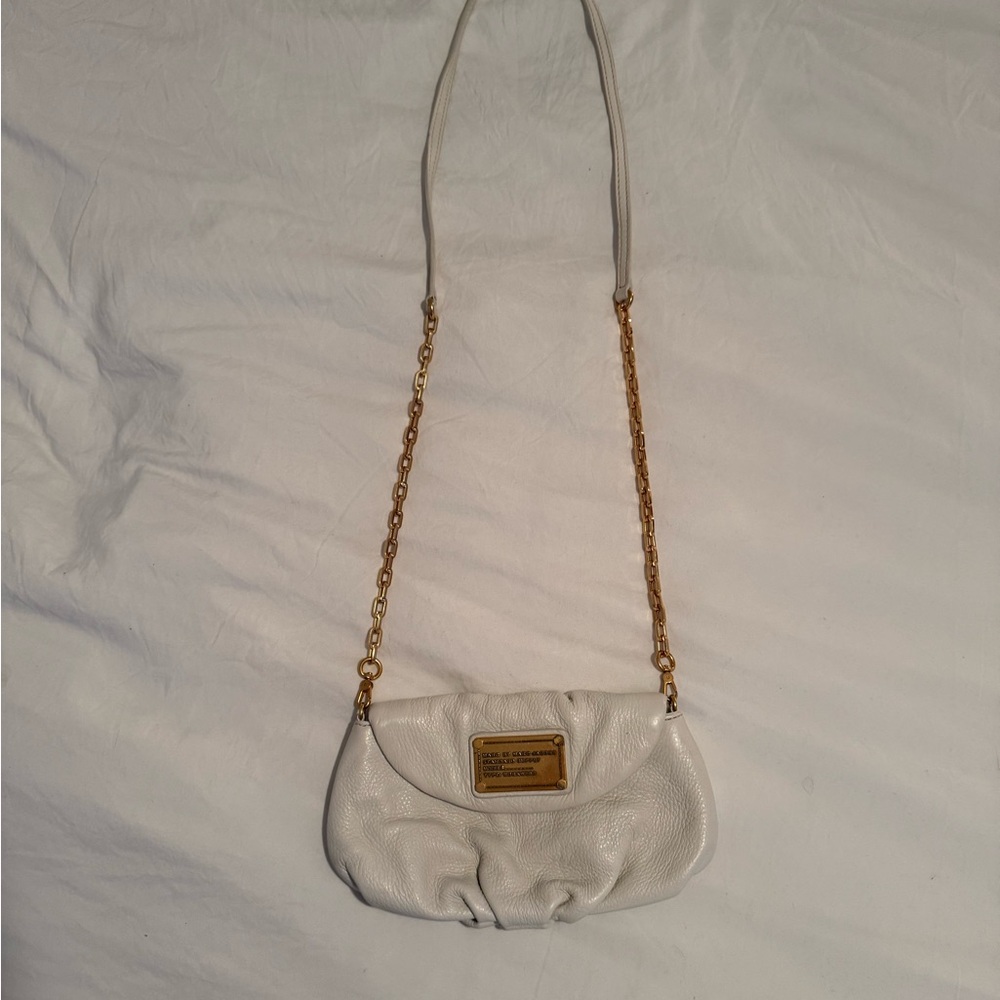 Marc Jacobs White Crossbody Bag with Gold Chain